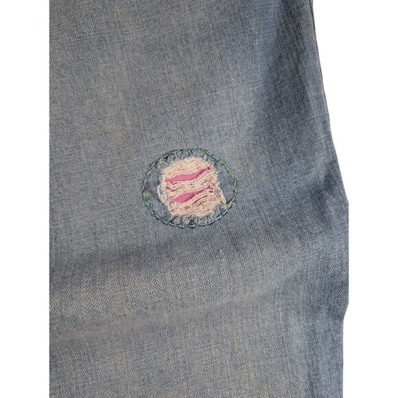 IZOD Jeans WOMEN 16 Blue Stretch Wide Leg PINK PATCHES Classic Ladies Vintage - Picture 7 of 8